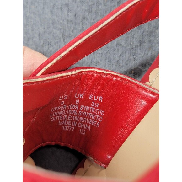 Lauren Ralph Lauren Sandals Womens Size 8 Red Thong Flip Flop RL Logo Gold - Picture 3 of 8